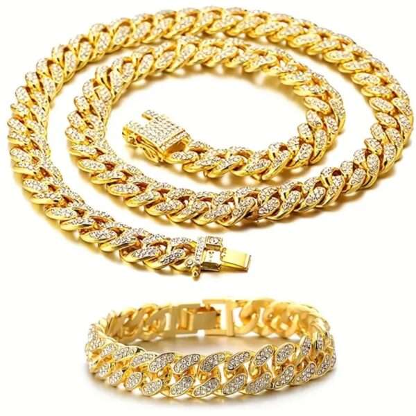 Golden Iced Out Miami Cuban Bracelet - Image 2