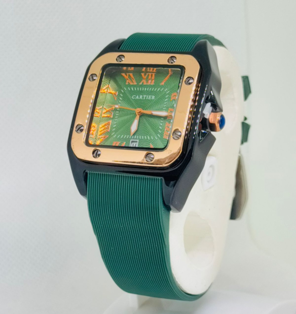Cartier Rubber Wristwatch- Green Face
