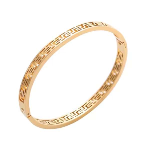 Cross-Border New Arrival Hollow Great Wall Pattern Oval Open-Ended Bracelet - Image 4