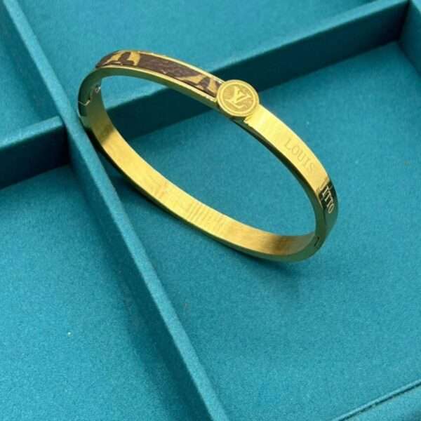 Stainless Steel LV Leather Handcuff - Image 2
