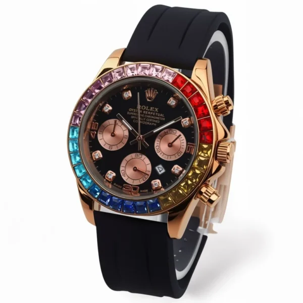 Rolex Oyster Perpetual with Colorful Crystal Bezel - Image 2