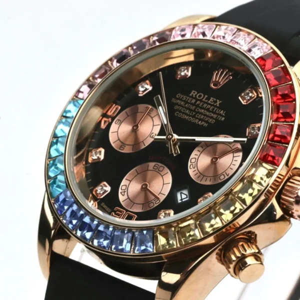 Rolex Oyster Perpetual with Colorful Crystal Bezel - Image 3